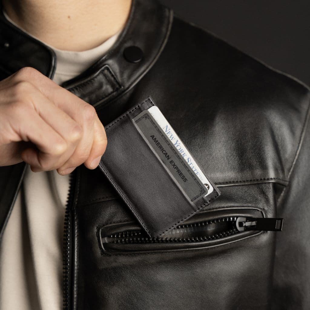Leather Card Holder | Distressed Grey, view 6