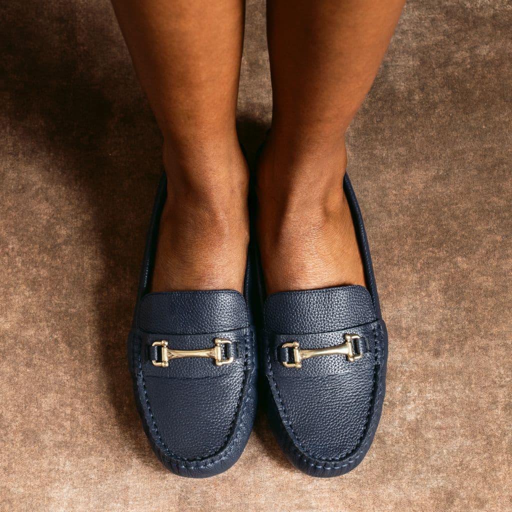 Driving Loafer | Navy & Gold, view 7