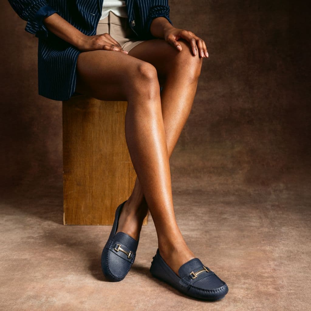Driving Loafer | Navy & Gold, view 8