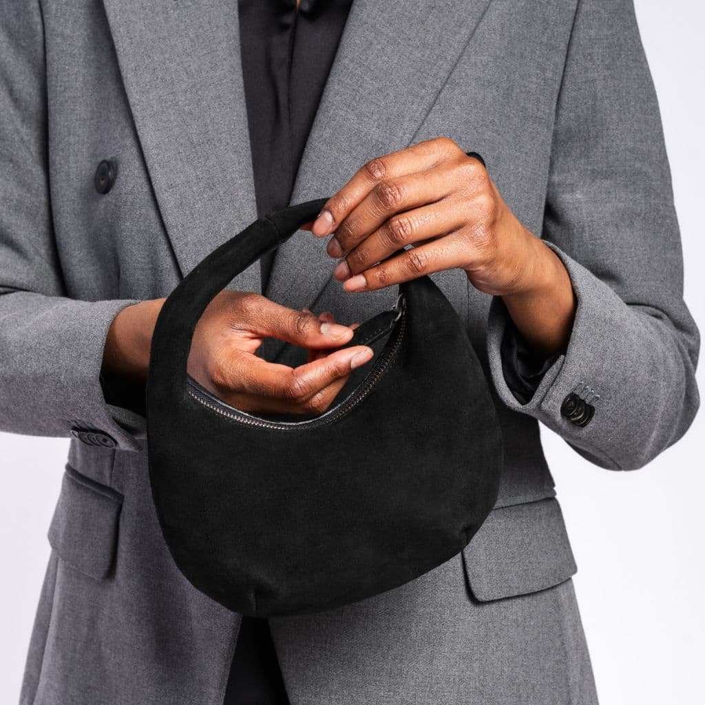 Mini Crescent | Black Suede, view 6