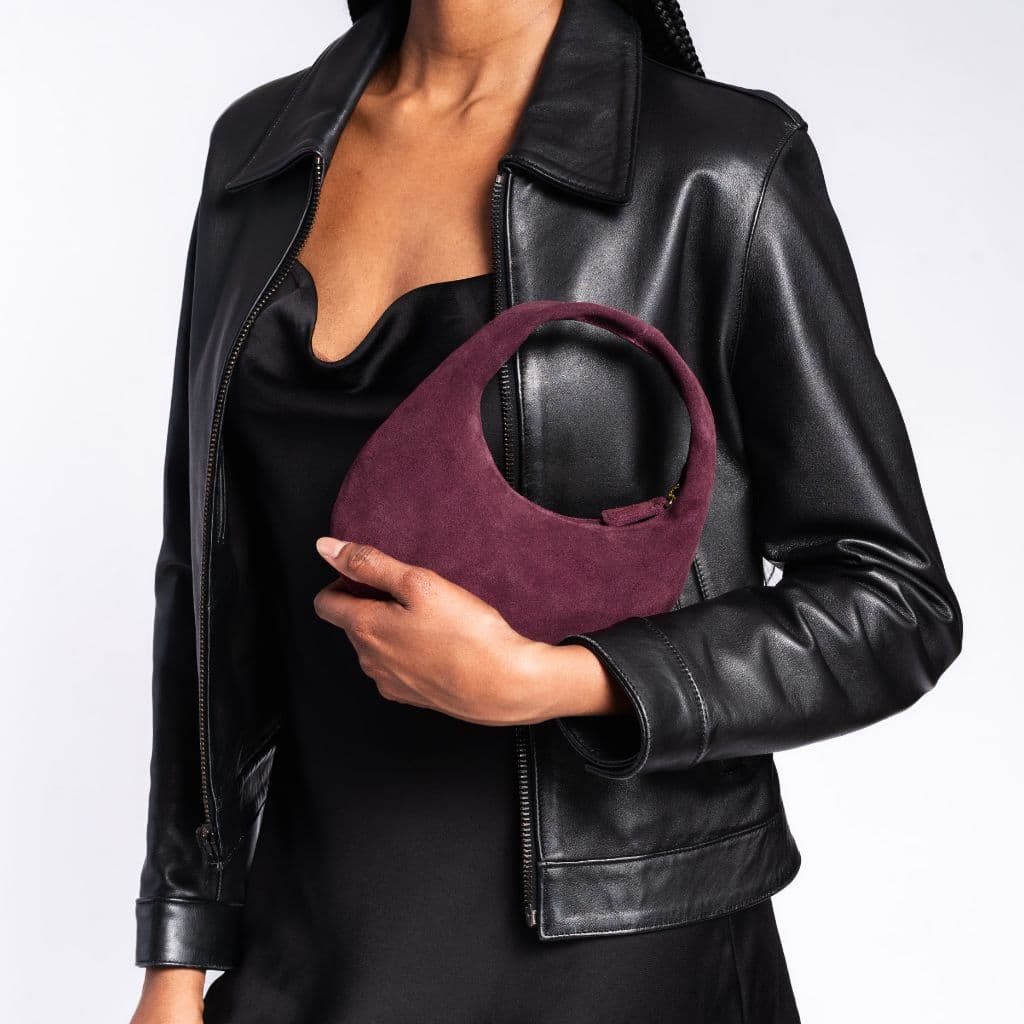 Mini Crescent | Burgundy Suede, view 5