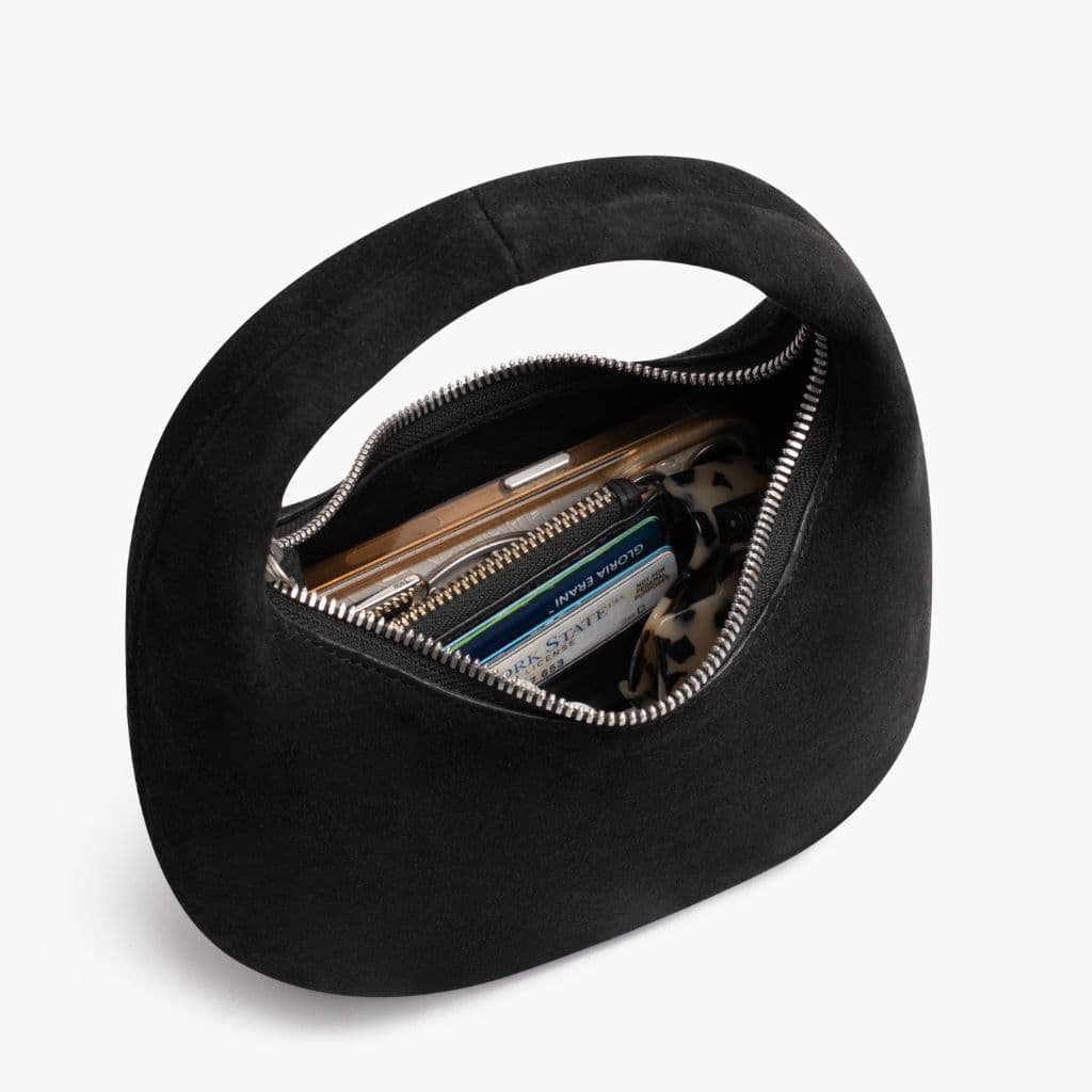 Mini Crescent | Black Suede, view 3