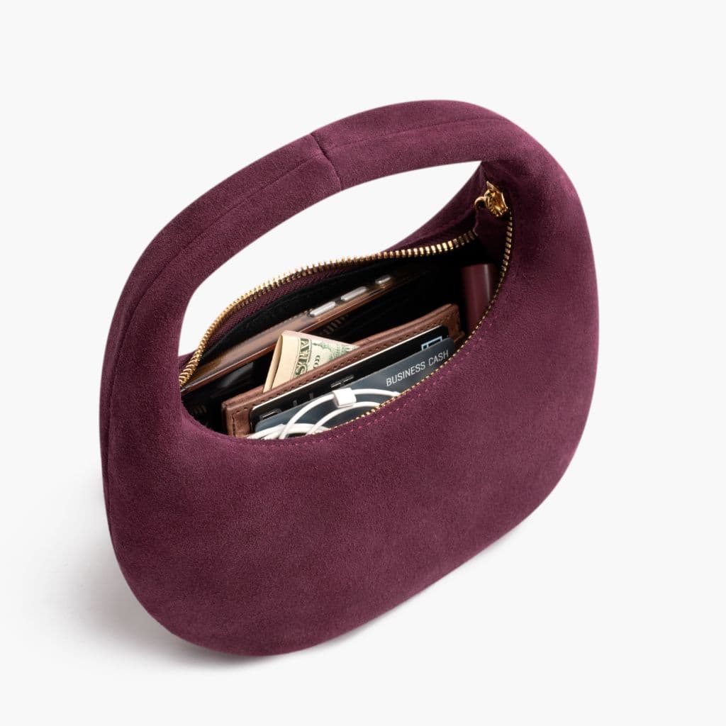 Mini Crescent | Burgundy Suede, view 3