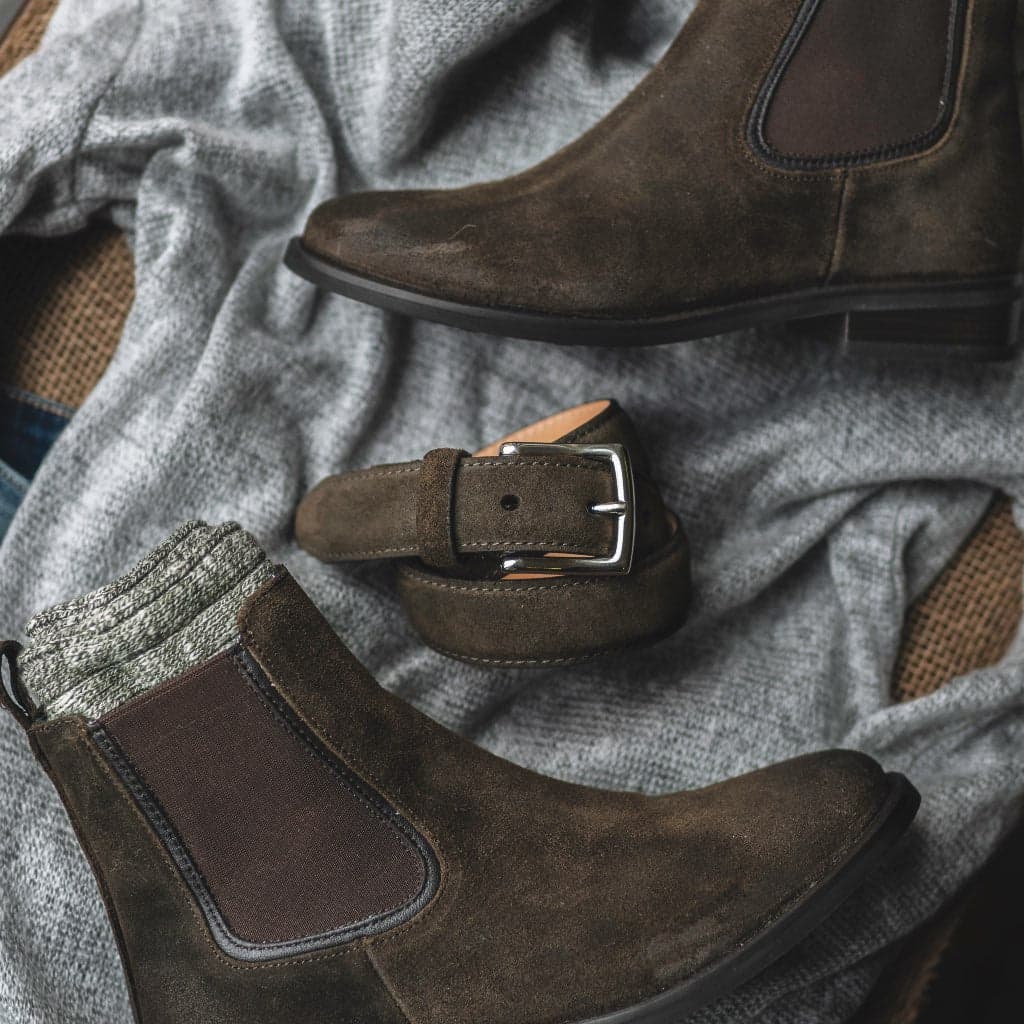 Women's Classic Leather Belt | Dark Olive Suede, view 6