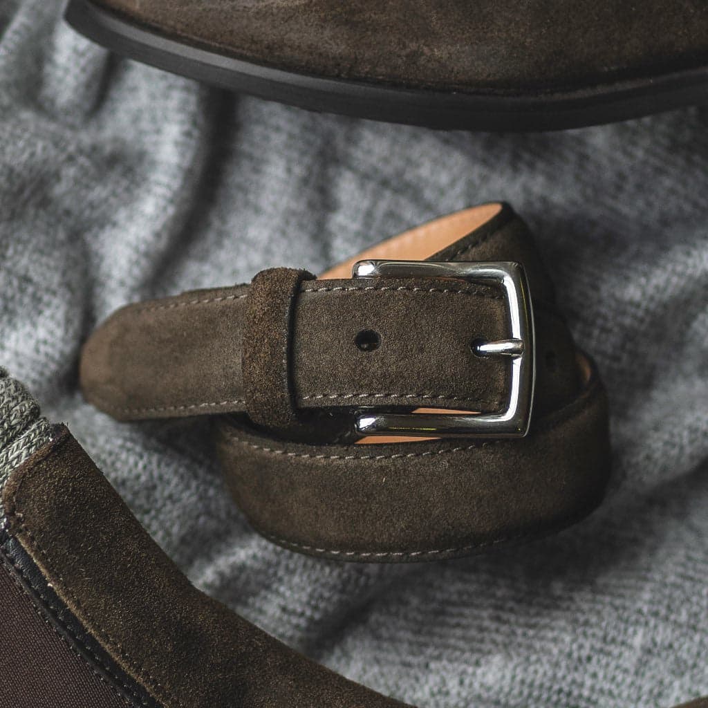 Women's Classic Leather Belt | Dark Olive Suede, view 7