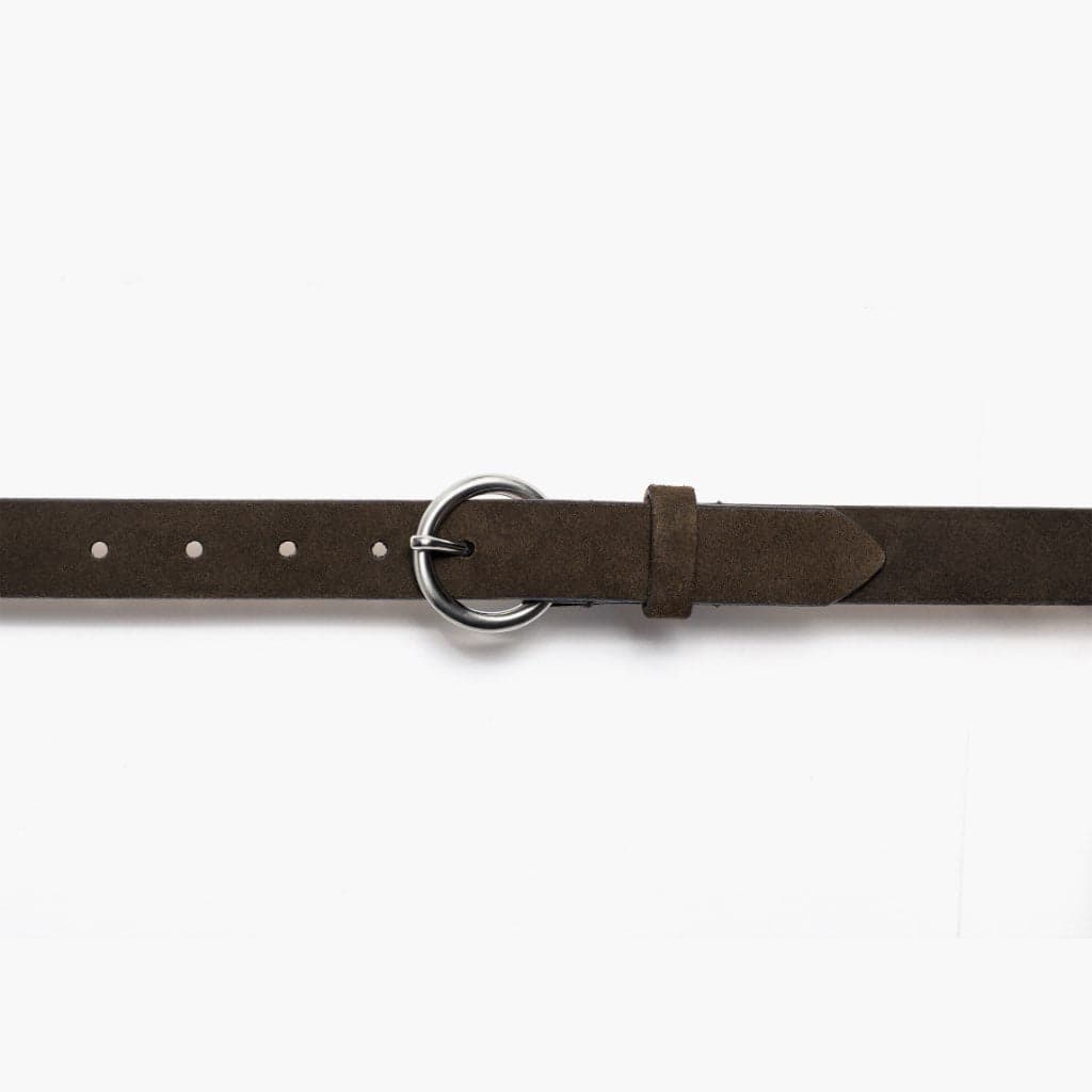 Women's Circle Leather Belt | Dark Olive Suede, view 2