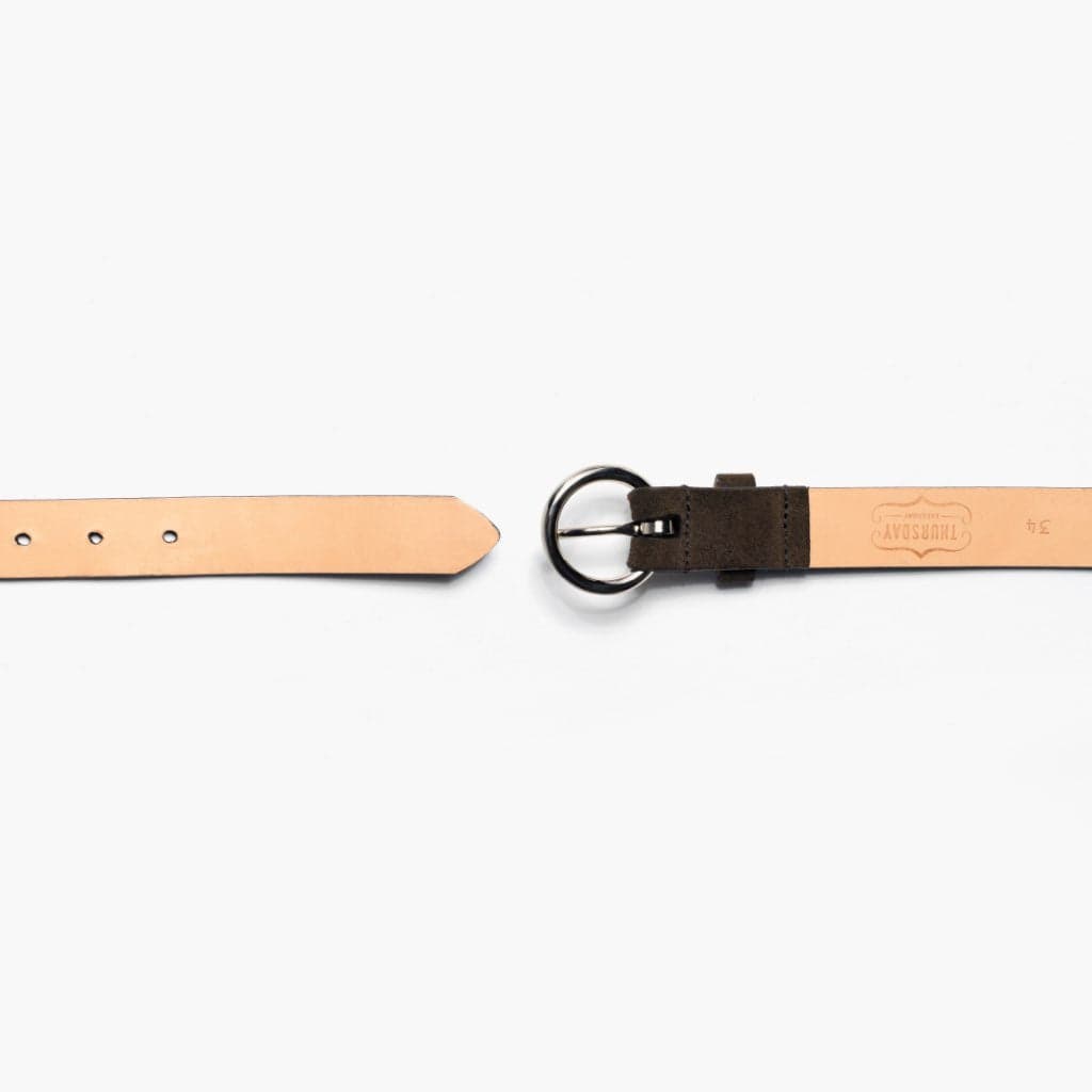 Women's Circle Leather Belt | Dark Olive Suede, view 3